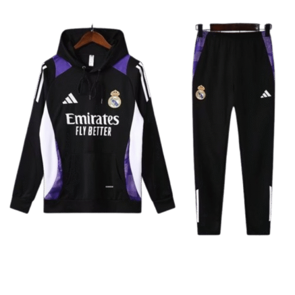 Adidas Real Madrid 2024-25 Hooded Black Training Tracksuit Kits