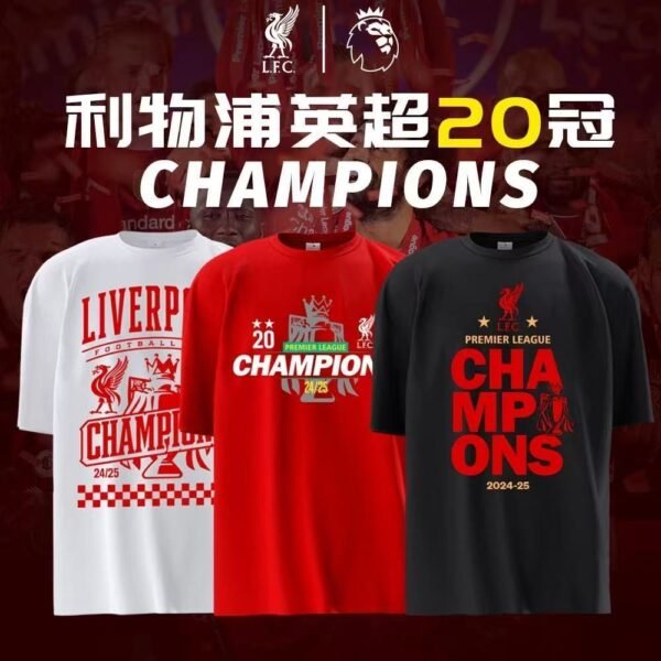 2025 Premier League Liverpool Championship Commemorative 20 Champions League Short Sleeve T-shirt