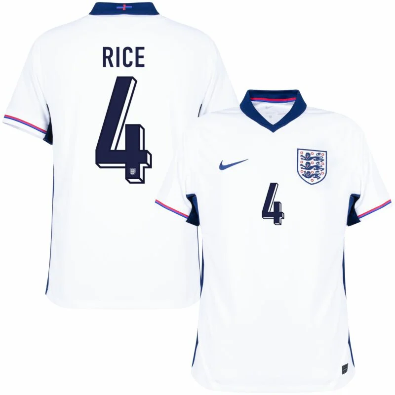 1051-0837299dc6 England Home Rice 4 Shirt 2024-2025 Fan Size:S-2XL Non-Customize - Image 1