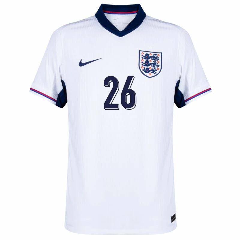 1058-0840203933 England Home Mainoo 26 Shirt 2024-2025 Fan Size:S-2XL Non-Customize - Image 3