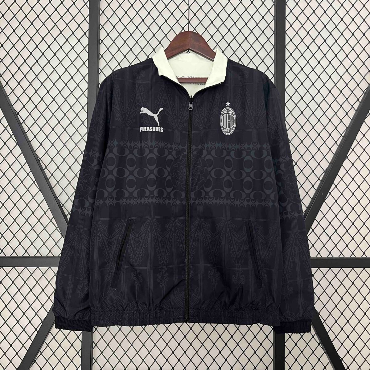 23-24 AC Milan Trench Coat Reversible Windbreaker Double-Sides Jacket - Image 11