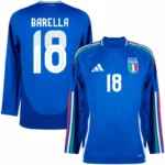 Italy Natio Home Long sleeve  Barella 18 Shirt 2024-2025 Fan Size：S-2XL Non-Customize
