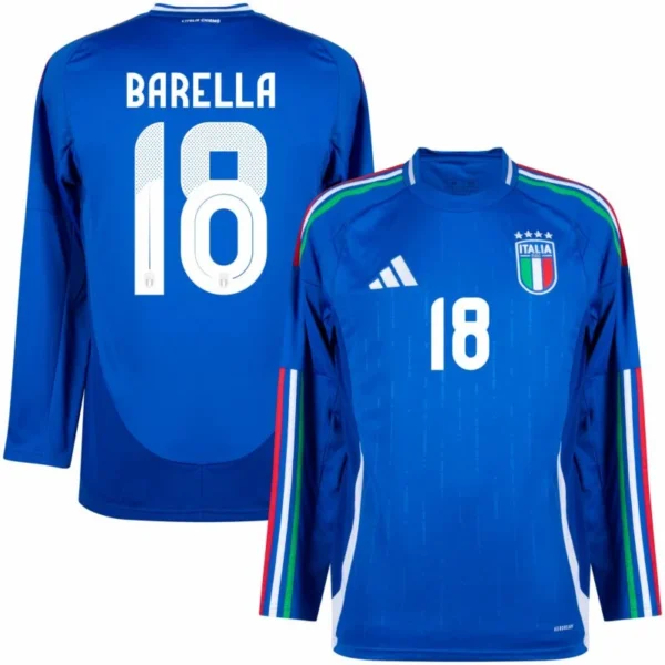 Italy Natio Home Long sleeve  Barella 18 Shirt 2024-2025 Fan Size：S-2XL Non-Customize