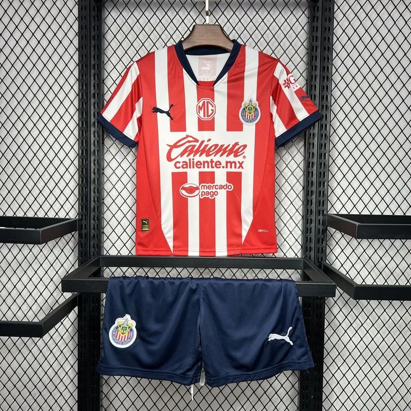 13b9ab6297 24-25 Chivas Home Soccer Kids kit Jersey+Shorts - Image 2