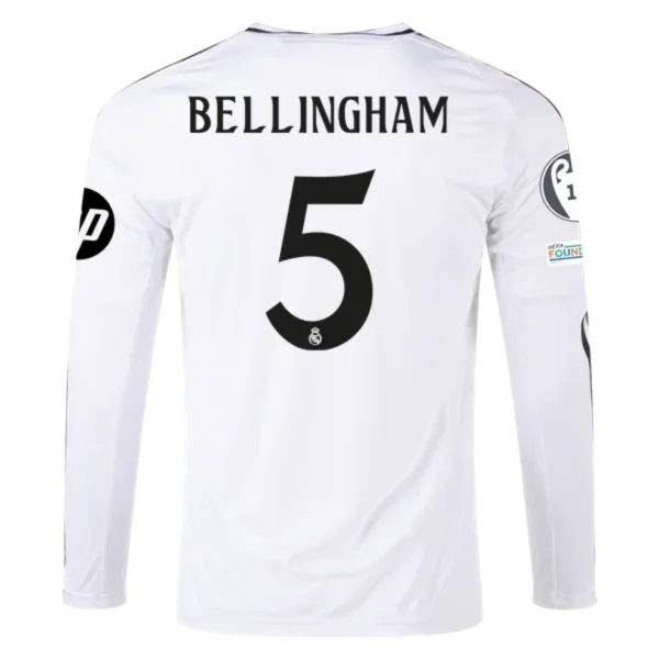 BELLINGHAM #5 Real Madrid Home Long Sleeve Replica Jersey 2024-25
