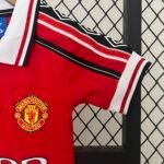 Manchester United 98-99 Home Retro Kid Kits Children Sets Jerseys - Image 8