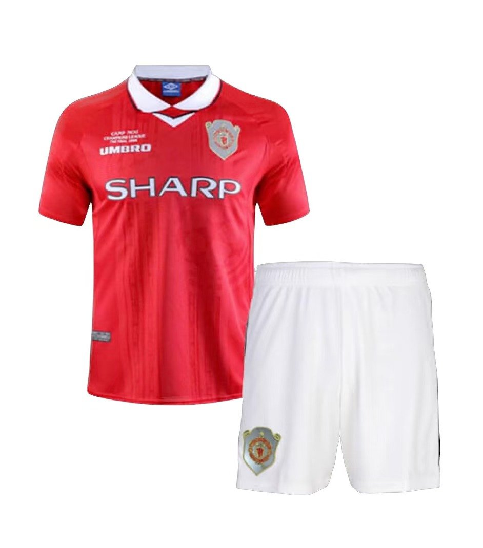 26cd040090 Manchester United 99-00 Home Retro Kid Kits Youth Apparels Jersey - Image 1