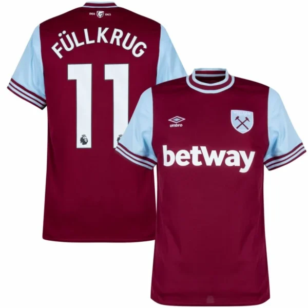 West Ham United Home Füllkrug 11 Shirt 2024-2025 Player version Size：S-2XL（Non-Customize）