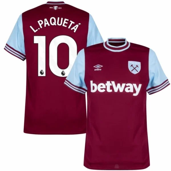 West Ham United Home L.Paquetá 10 Shirt 2024-2025 Fan version Size：S-4XL（Non-Customize）