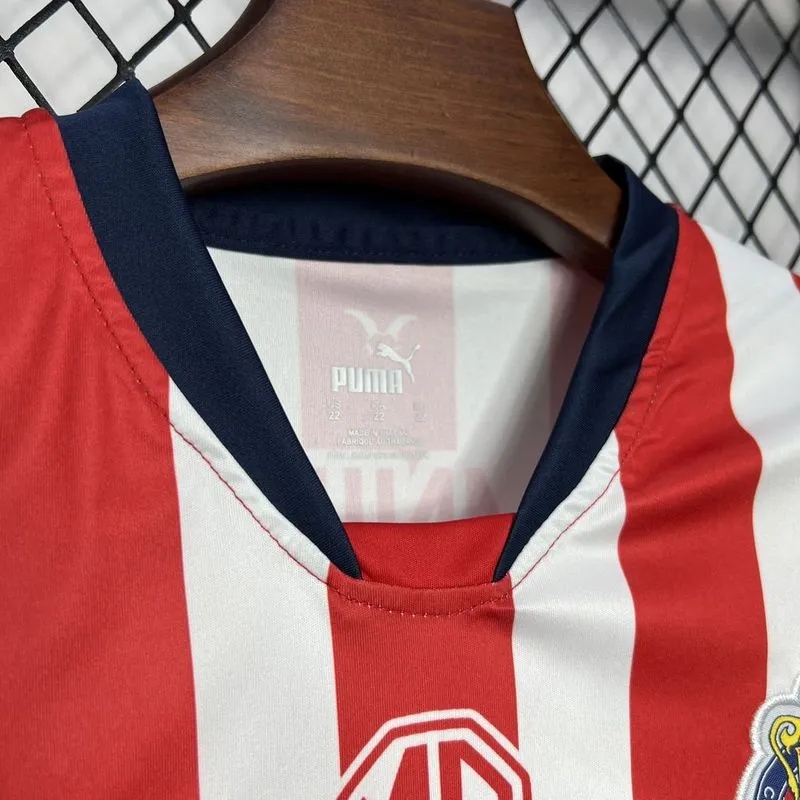 380087a5fd 24-25 Chivas Home Soccer Kids kit Jersey+Shorts - Image 5