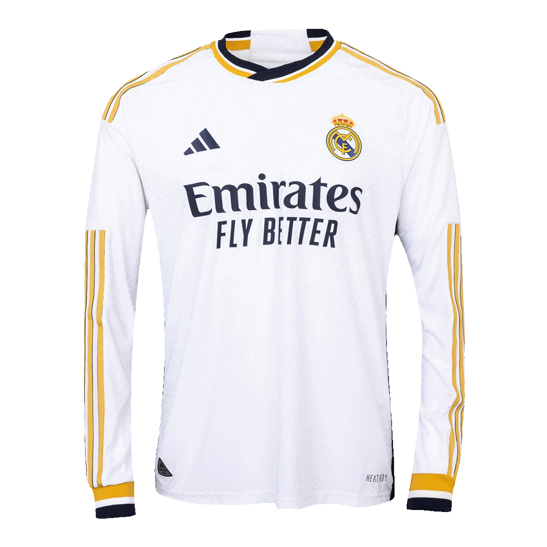 3b0614e6ce Authentic Real Madrid Home Custom Long Sleeve Soccer Jersey 2023-24 - Image 1