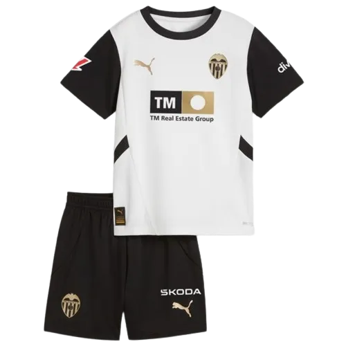 4afce6b42f Kids Valencia Home Kits(Jersey+Shorts) 2024-25 - Image 1