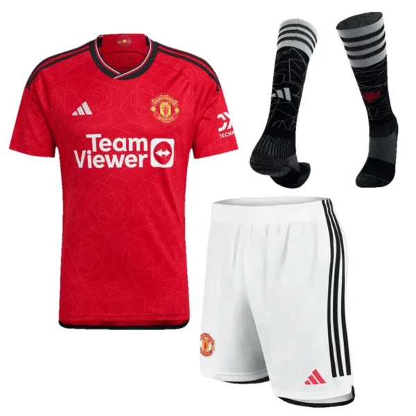 Manchester United 2023/24 Home Whole Kit Jersey+Shorts+Socks