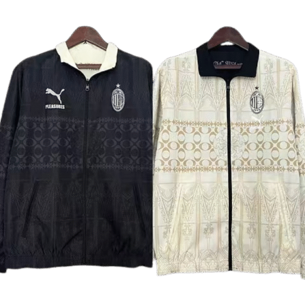23-24 AC Milan Trench Coat Reversible Windbreaker Double-Sides Jacket