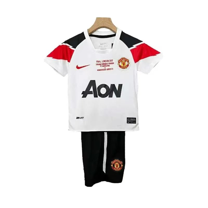 5bc51bde86 Manchester United 10-11 Away Champions League Retro Kids Kits Youth Apparels Jersey - Image 1