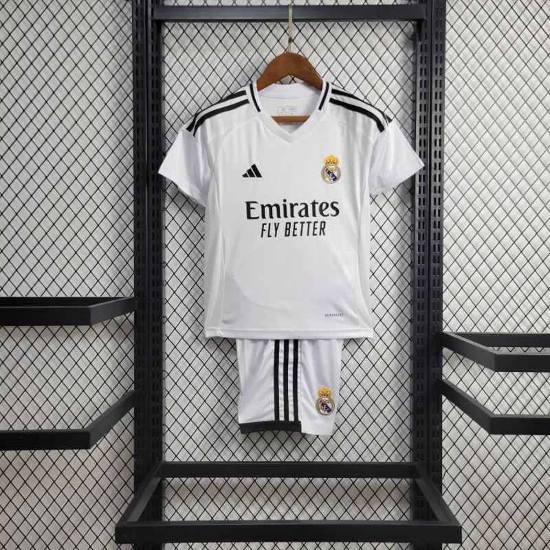 60e03a34e1 24-25 Real Madrid Home Kids Kit Jersey+Shorts - Image 2