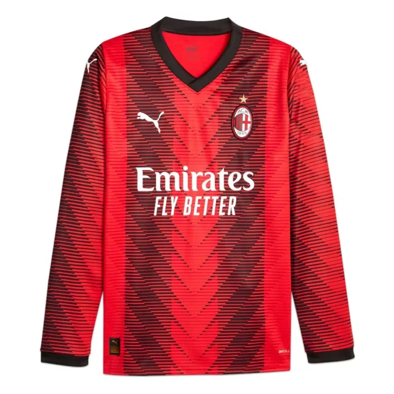 60ea218ef9 23-24 AC Milan Home Long Sleeve Jersey - Image 1