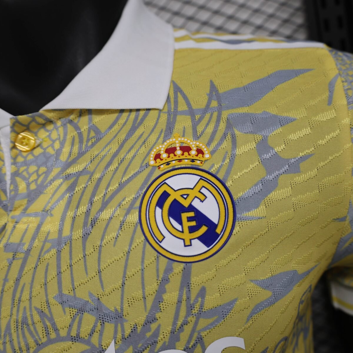 Real Madrid Men's Polo Shirt Dragon Pattern Yellow Jersey 25-26 - Image 4