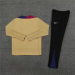 24-25 Barcelona Long Sleeve Tracksuit Gold Training Suits Football - Image 3