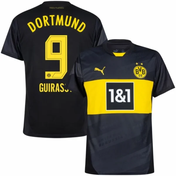 Borussia Dortmund Away Guirassy 9 Shirt 2024-2025 Fan version Size：S-4XL Non-Customize