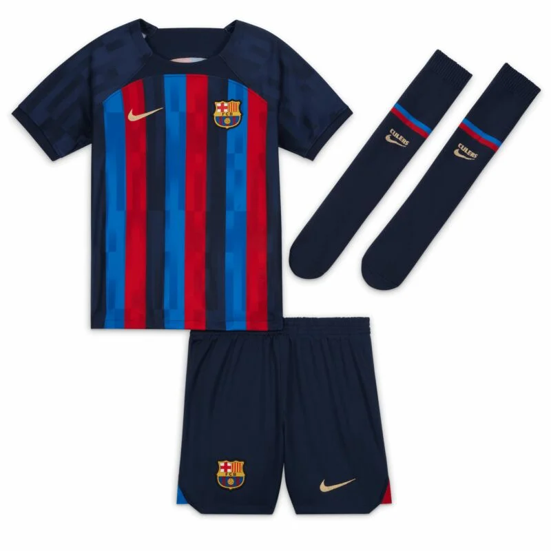 72 Kids Barcelona Home Lewandowski 9 Mini Kit 2022-2023 (Fan Style Printing) Non-Customize - Image 2
