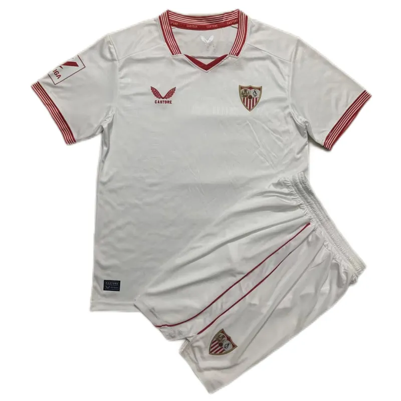 7a10fb324d Kids Sevilla 2023/24 Home Kit Jersey+Short - Image 1