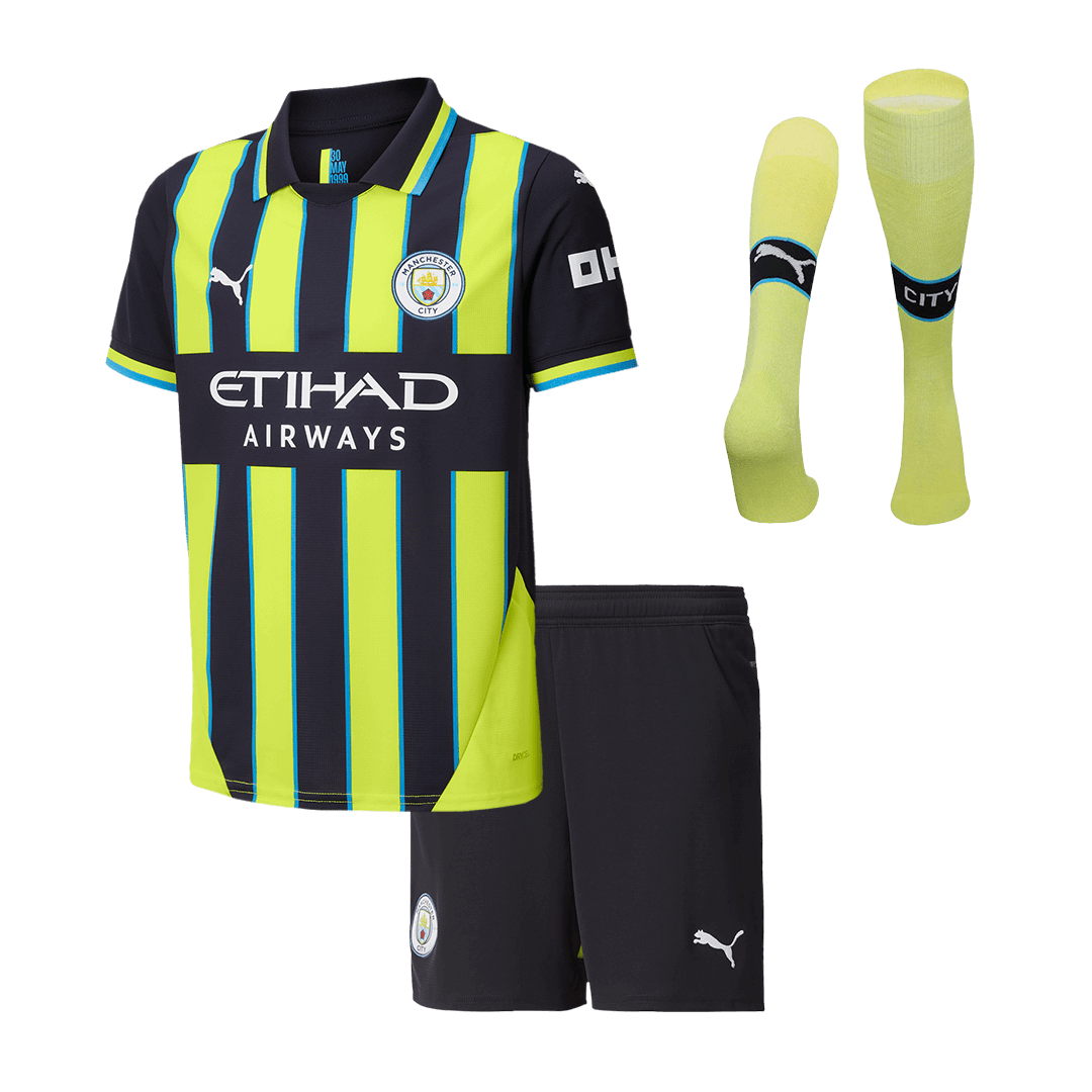 7ad1235ac0 Kids Manchester City Custom Away Full Soccer Kits 2024-25 - Image 1