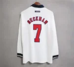 1998 England World Cup Home Retro Jersey Long Sleeve #7 BACKHAM #20 OWEN - Image 3
