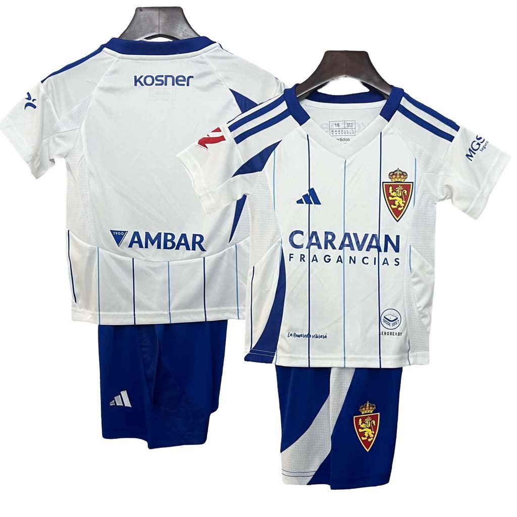8b9e3b1387 Real Zaragoza Home Kid Kits Youth Apparels Soccer Jersey 24-25 - Image 1