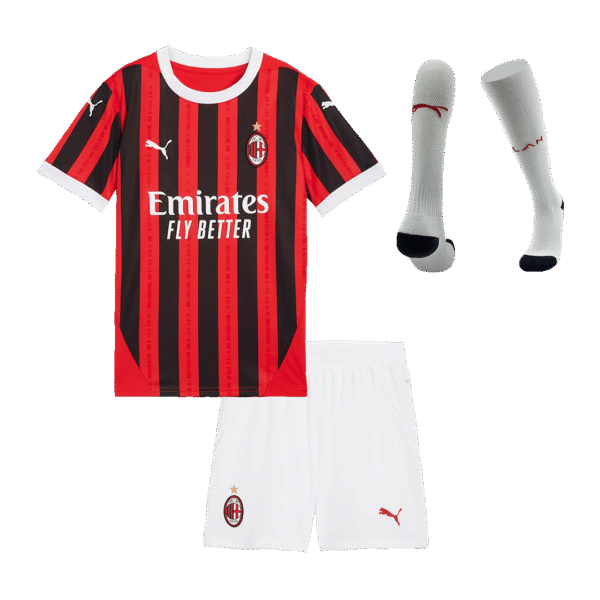 Kids AC Milan Custom Home Full Soccer Kits 2024-25