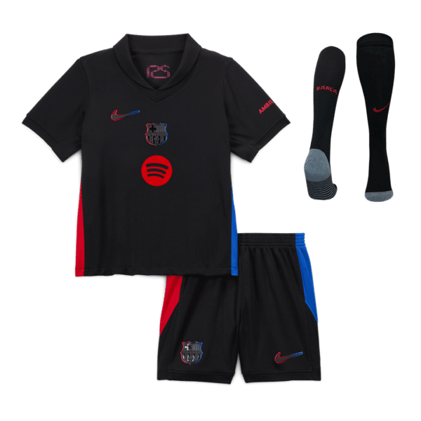 Barcelona Away Custom Full Soccer Kids Kit 2024-25 - Spotify Logo Without Text