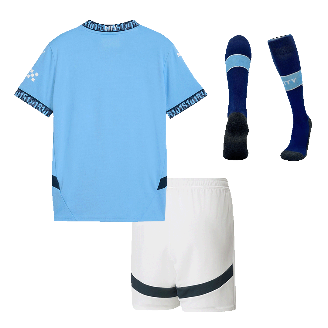 96048b9f3e Kids Manchester City Custom Home Full Soccer Kits 2024-25 - Image 2