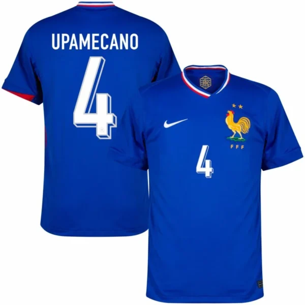France Home Upamecano 4 Shirt 2024-2025 Fan Size：S-2XL Non-Customize
