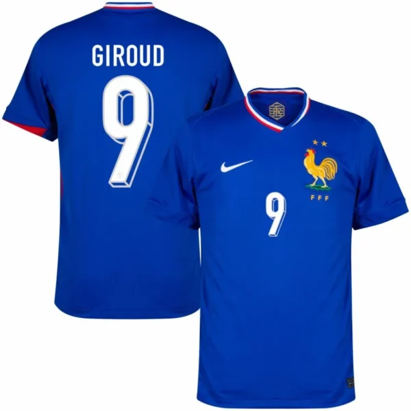 France Home Giroud 9 Shirt 2024-2025 Fan Size：S-2XL Non-Customize