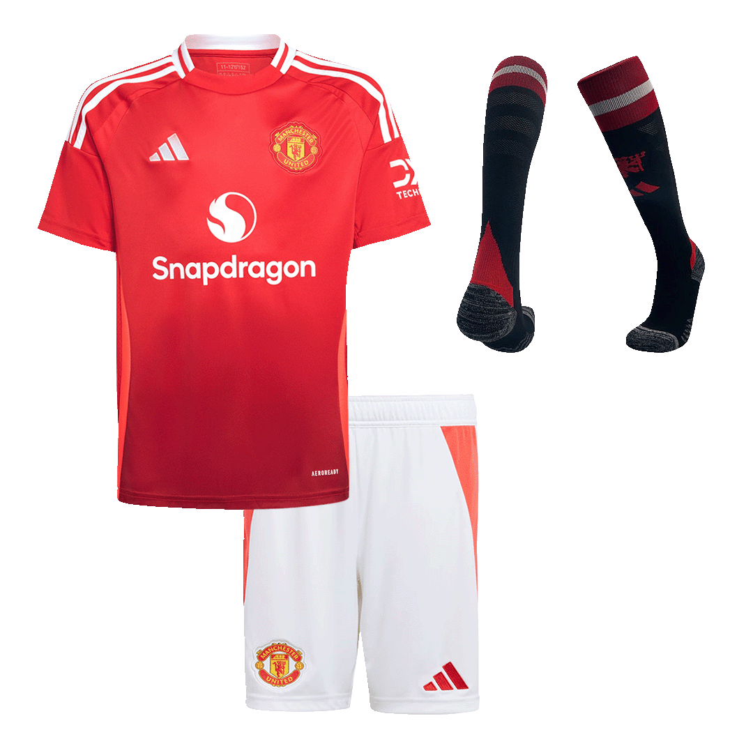 9bda77a8dd Kids Manchester United Custom Home Full Soccer Kits 2024-25 - Image 1