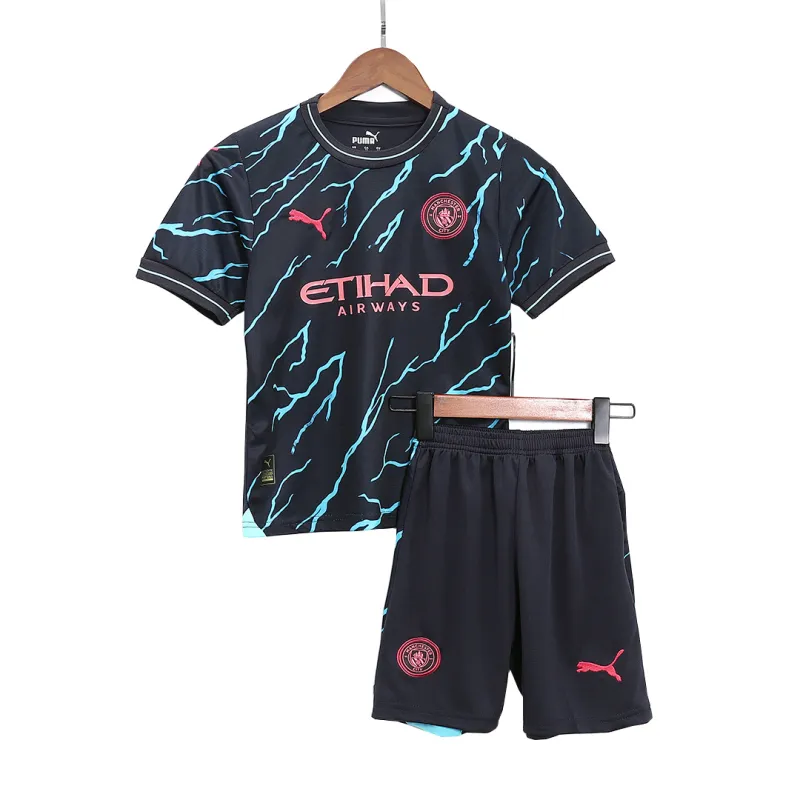 a78243f321 Kids Manchester City 2023/24 Third Away Kit Jersey+Shorts - Image 3
