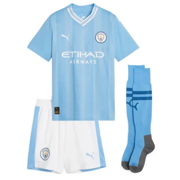 Kids Manchester City 2023/24 Home Kit(Jersey+Short+Socks)