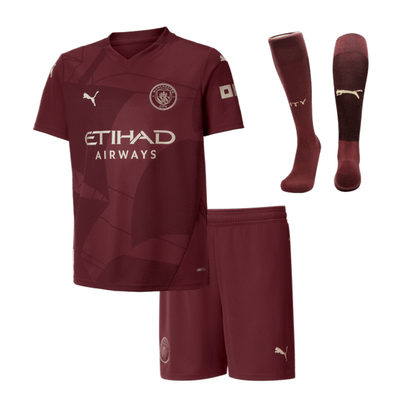 Kids Manchester City Custom Third Away Full Soccer Kits 2024-25