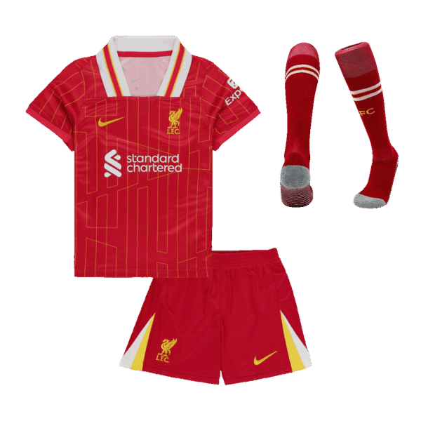 Kids Liverpool Custom Home Full Soccer Kits 2024-25