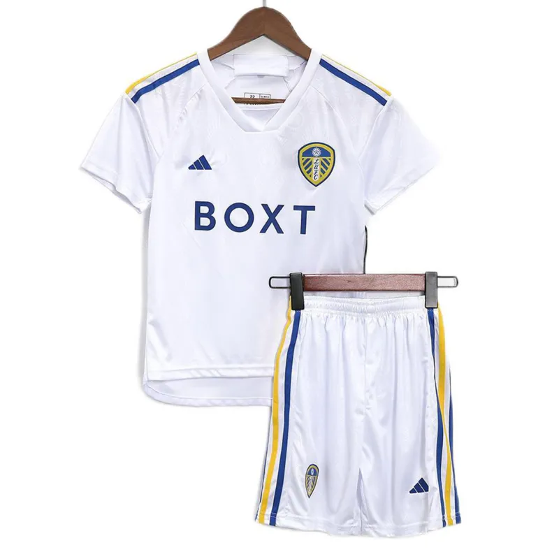 c4c73106ff Kids Leeds United 2023/24 Home Kit Jersey+Shorts - Image 1
