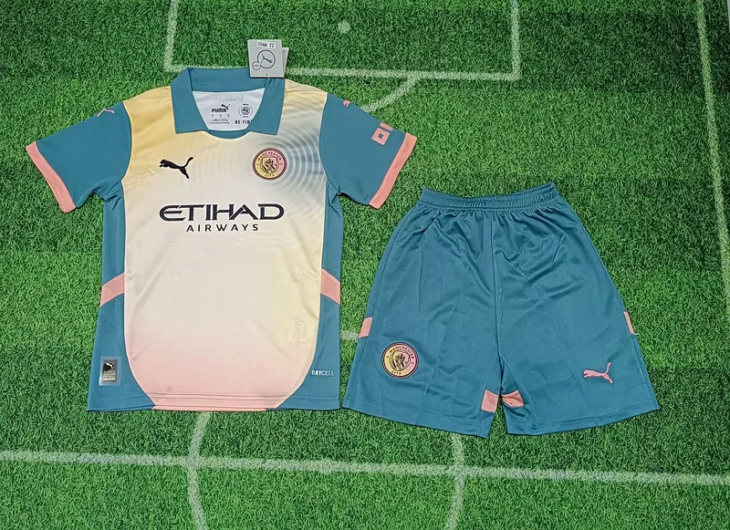 c6a4e3cb37 24-25 Manchester City Fourth Special Kids Kit Jersey+Shorts - Image 3