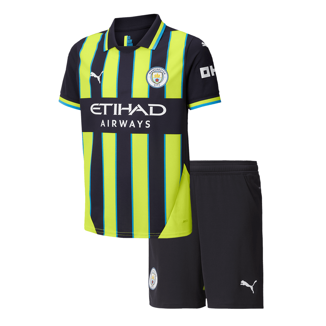 e1b6ae2e36 24-25 Manchester City Away Kids Kit Jersey+Shorts - Image 1