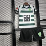 Sporting 01-03 Lisbon Home Retro Kid Kits Youth Apparels Football Jersey - Image 8