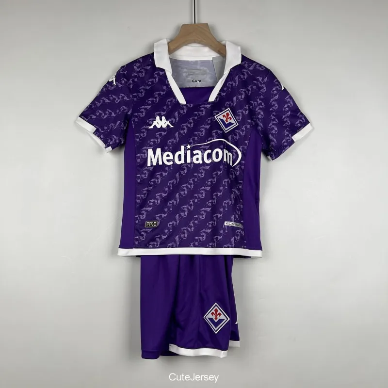 ee0fe21940 Kids Fiorentina  2023/24 Home Kit Jersey+Short - Image 3