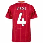 VIRGIL #4 24-25 Liverpool Home Football Jersey - Image 2