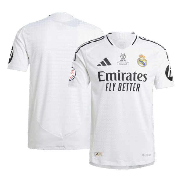 Real Madrid Mens Home Copa del Rey Final Shirt 24-25 White Player Version