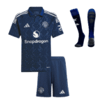 Kids Manchester United Custom Away Full Soccer Kits 2024-25