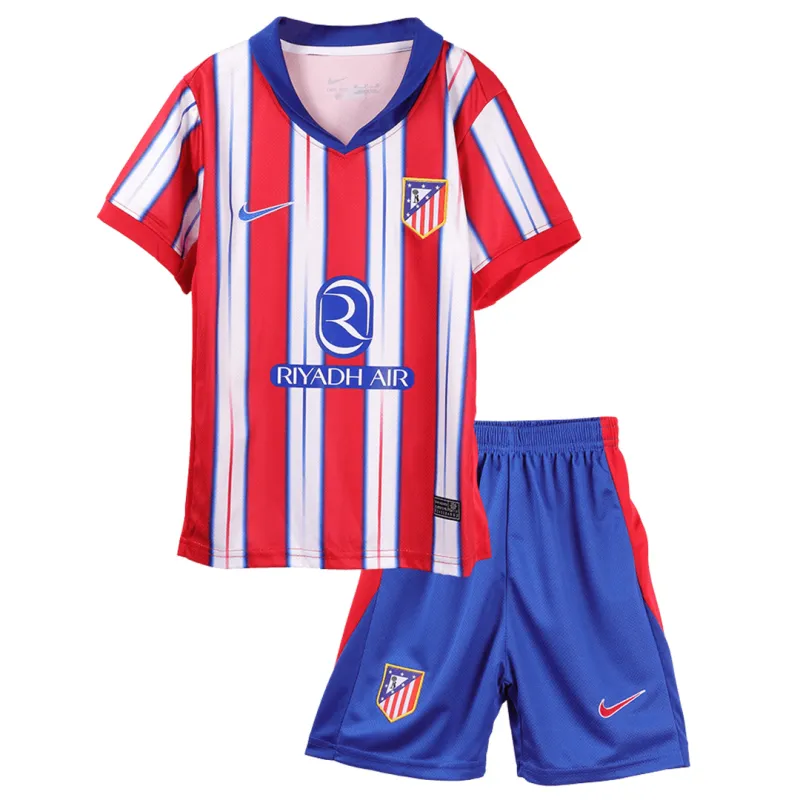 fe13940520 2024-25 Atletico Madrid Home Soccer Kids Kit Jersey+Shorts - Image 1
